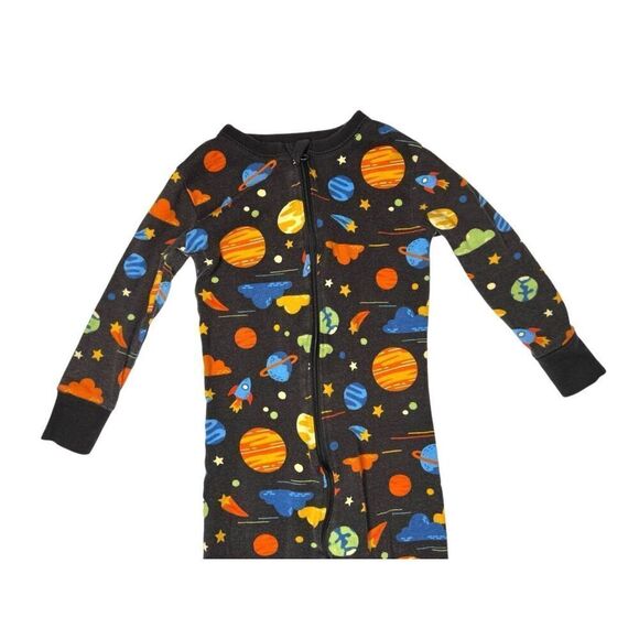 Old Navy‎ (2) Toddler Zipper Footies Sleeper Romper Sharks Cosmos Planets sz 2T - Picture 4 of 9